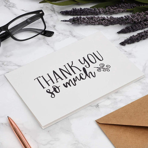 Generic Set, (Pack 24) Thank You Notes with Brown Kraft Envelopes, Thank You Cards Blank Inside, Handwritten Style