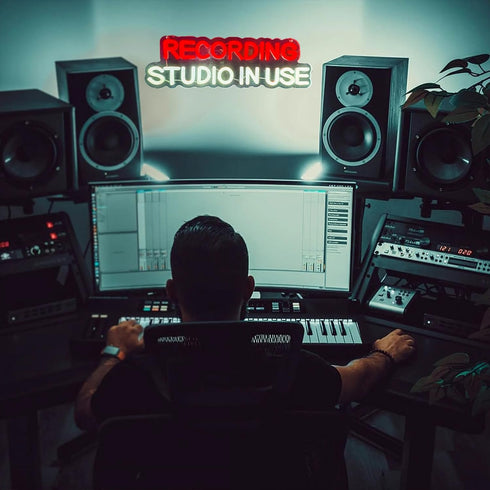 YJHSPYSJNH Recording Studio in Use Neon Sign,Recording in Progress Neon Light for Recording Room Music Studio Game Room