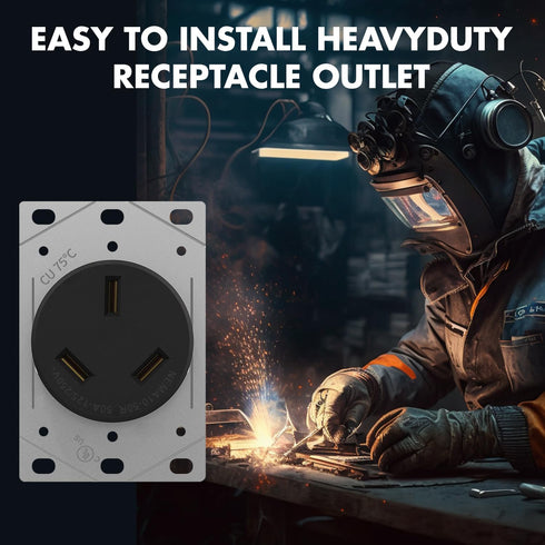 Micmi NEMA 10-50R 50 Amp 250V Power Outlet, Heavy-Duty 50A Receptacle for Welders, Plasma Cutters, Electric Ranges