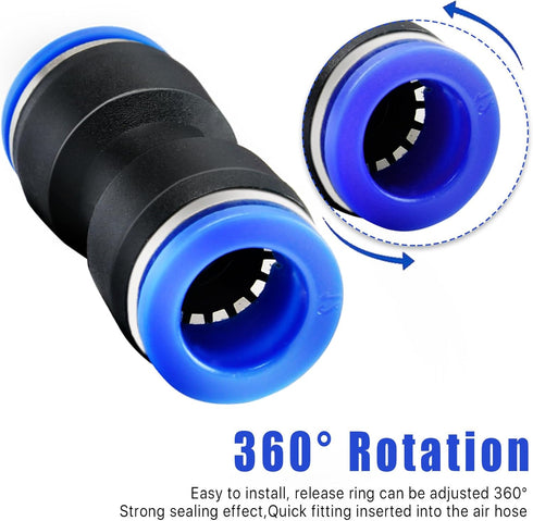 120 Pcs Straight Push Connectors - 4 6 8 10 12 mm Air Hose Fittings Quick Release Pneumatic Connectors