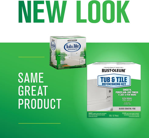 384166 2-Part Rust-Oleum Tub And Tile Refinishing Kit, Gloss Coastal Fog