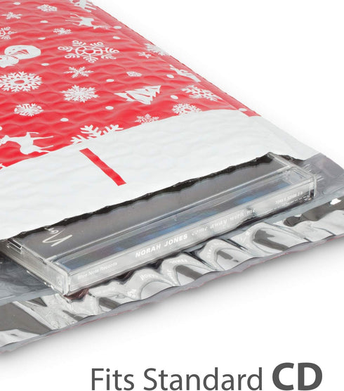 Fosmon #0 Christmas Poly Bubble Mailer 6.5 x 10 inches (5 Pack) - Lightweight Water/Dust/Shock/Tear Resistant Padded
