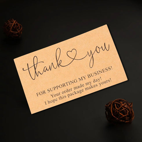 Vagocom 200Pcs Cards,2 3.5 Inches 9 5 cm Packaging Brown Thank You for Supporting My Business x / x Small Bulk Customer
