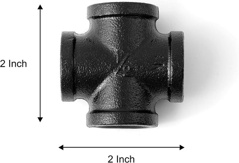 1/2" 4-Way 4-Pack 4 Decoration(4, 1/2") Black Cross Fitting Connector, Home TZH Cast Malleable Iron Way Corner Pipe