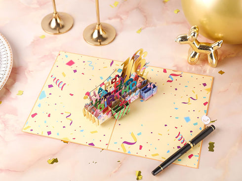 Liif Happy 16th 3D Greeting Pop Up Birthday Card, Large Size 8 x 6 inch for Girl, Boy, Son, Daughter
