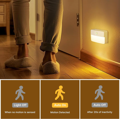 3 Pack Closet Rechargeable Motion Sensor Stair Lights for Indoor, Wireless Battery Operated Night Light, Magnetic Led