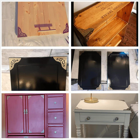 8Pcs 2.5" Album dophee Brass Flat Corners Bracket, Retro Table Corner Cover Protectors for Box Cabinet Desk Book Frame