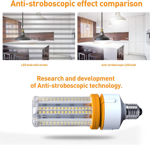 2 Pack 60W LED Corn Light Bulb, 7500 Lumin, 600W Replacement, E26 Cool Daylight White, Pack of 1.