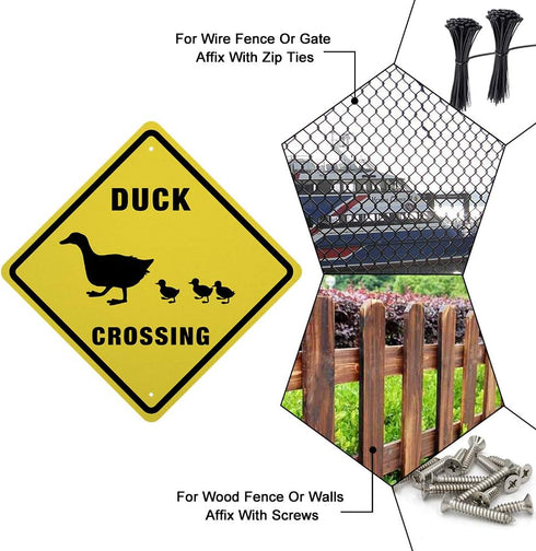 GLOBLELAND Duck Crossing Sign, 10x10 inch Aluminum Caution Sign, UV Protected Reflective Waterproof