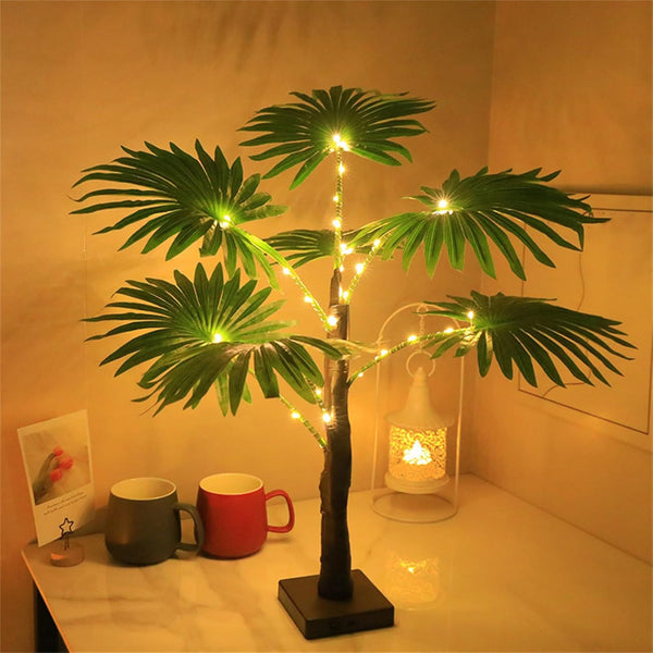 Setups Artificial Palms Tree with LED Light Decorative Table Lamp Decoration for Outdoor Indoor Party Backyard Deck