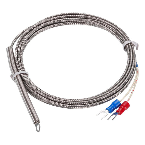 MECCANIXITY K Type Thermocouple Temperature Sensor PT100 4mm Ring Probe 6.6ft Wire, 0 to 600°C (32 to 1112°F)
