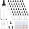 42 Pack 4oz Clear Glass Bottles with Glass Eye Droppers for Essential Oils, Perfumes & Lab Chemicals (Includes Brush,