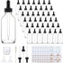 42 Pack 4oz Clear Glass Bottles with Glass Eye Droppers for Essential Oils, Perfumes & Lab Chemicals (Includes Brush,