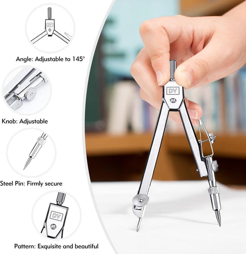 CNTVO 3 12 Inch Set Pcs Plastic Ruler, Clear Protractor and Compasses for Student Geometry, Durable Transparent Drawing