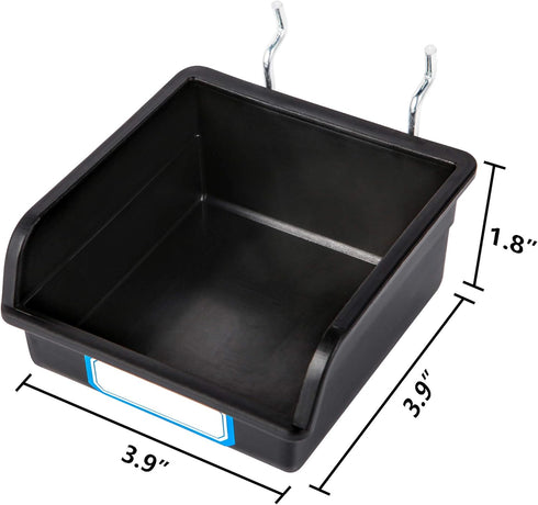 Pegboard Bins with Hooks and Labels - 10 Packs for Organizing Accessories, Black