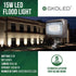 15W 1500 50W 5000K 120-277V, GKOLED LED Floodlight, Outdoor Security Fixture, Waterproof, Lumens, MH Equivalent