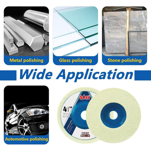 SALI 10 Pcs 4-1/2 Inch Wool Felt Polishing Wheel Disc for 4.5" Angle Grinder, Metal, Marble Stone, Furniture