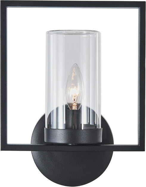 1 13" Transitional Light Textured Black Outdoor/Indoor Wall Sconce Tall
