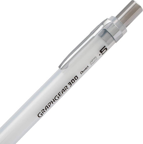 Pentel GraphGear 300 Mechanical Pencil, Box of 12 Pencils, 0.5mm, White