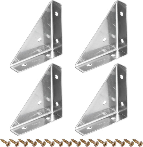 uxcell 4Pcs Angle Corner Brackets 66mm x 66mm, Stainless Steel Braces Joining