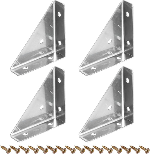 uxcell 4Pcs Angle Corner Brackets 66mm x 66mm, Stainless Steel Braces Joining