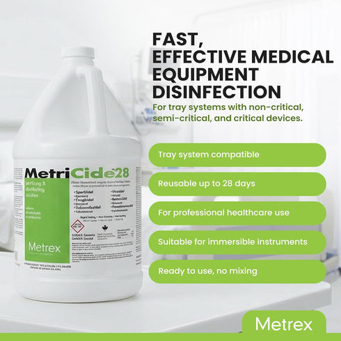 Metrex 28 2.5% 28 Immersible 1 MetriCide High-Level Sterilizing & Disinfecting Solution Glutaraldehyde, Reusable Up