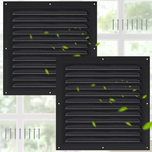 2pcs Attic Vents, Gable Vents Aluminum Wall Vent with Screen Mesh, Square Vent Louver for Exterior Door House Attic