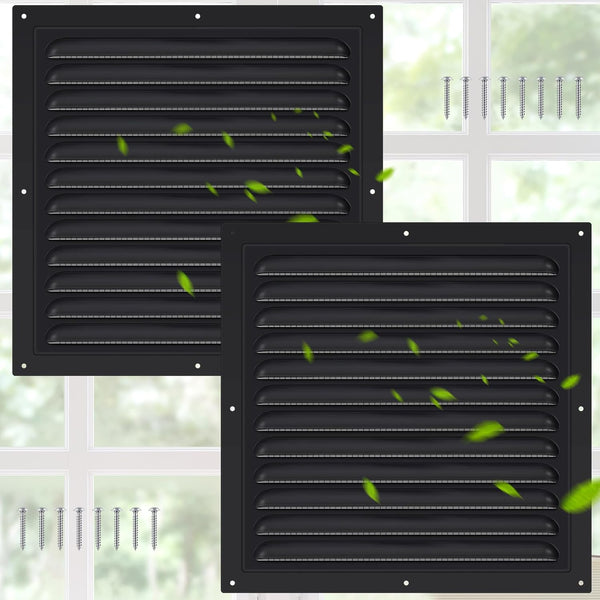 2pcs Attic Vents, Gable Vents Aluminum Wall Vent with Screen Mesh, Square Vent Louver for Exterior Door House Attic