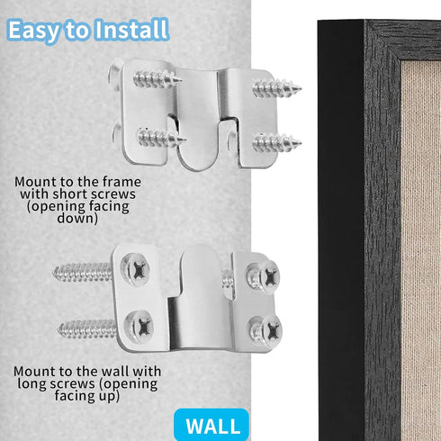 6 Pairs Flush Mount Bracket, 54 x 30mm Interlocking Picture Hanging Hooks, Stainless Steel Photo Frame Hook for