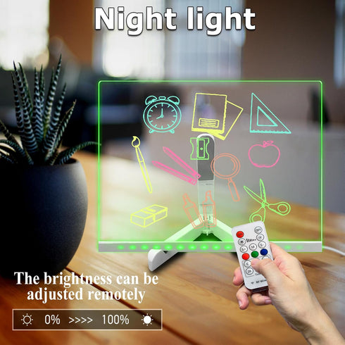 Handwriting Acrylic Transparent Message Board - 11.81 * 7.95 Inch USB Glowing Whiteboard with Remote Control