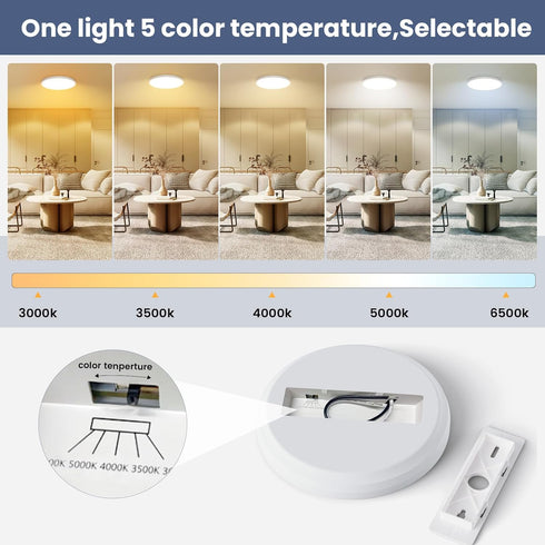 NIORSUN 7 Inch LED Ceiling Lights,5CCT Lighting Options Dimmable flush Mount ceiling light,15W Bathroom Ceiling Lights,Flat Ceiling Light,Low Profile Light Fixture for Hallway Bedroom,1 pack by NIORSUN