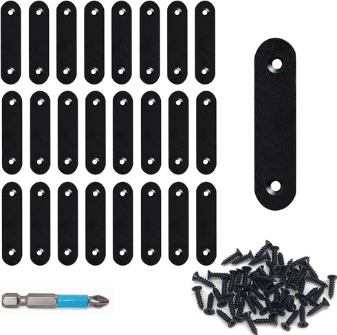 QSJ 24 Pcs Black Straight Bracket Mending Plate, 56mm / 2.2" with Screws and Screwdriver