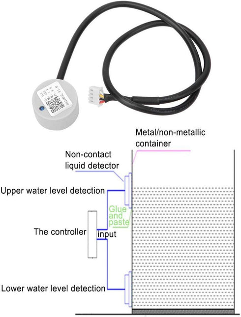 Ultrasonic Liquid Level Sensor, Real-time Output Liquid Height Value, Easy to Install for Various Containers