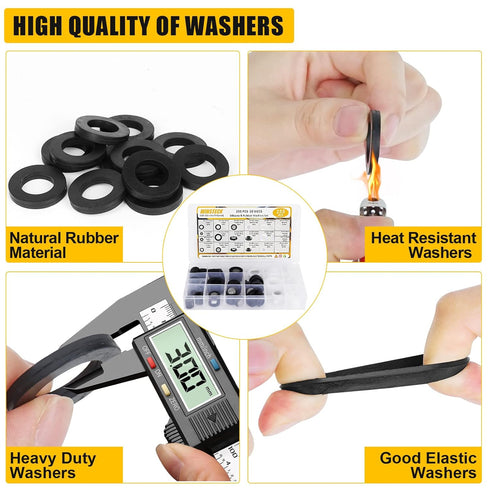 Rubber Washers, 155 PCS 20 Sizes Rubber & Silicone Gasket Kit for Sealing Repair of Shower Hose and Faucet