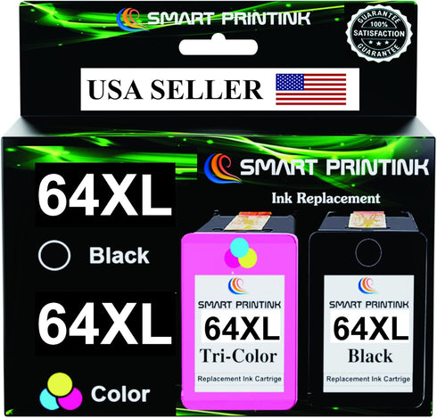 Ink Cartridge Remanufactured for HP 64 XL (Black & Tri-Color), High-Yield Ink Compatible with Envy Photo 7858 7855 7120