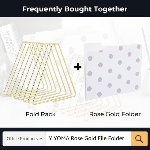 Y YOMA Gold File Folder Racks, Triangle Magazine Holder Metal Organizer for Desk, 7 Compartments