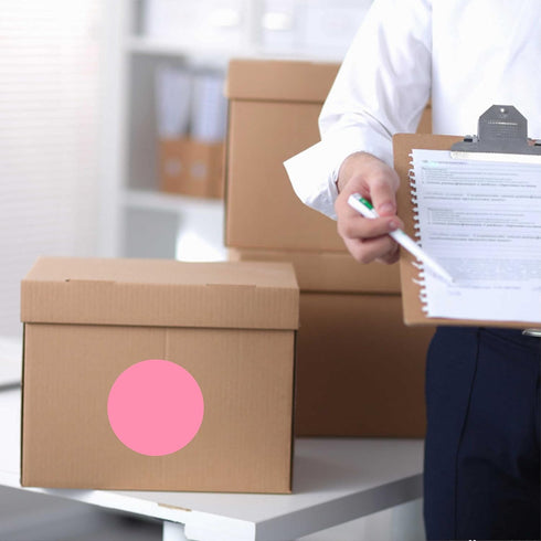 PARLAIM 2" Pink Round Color-Code Circle Dot Labels on a Roll, 500 Stickers for Inventory, Package, Box, Garage Sale