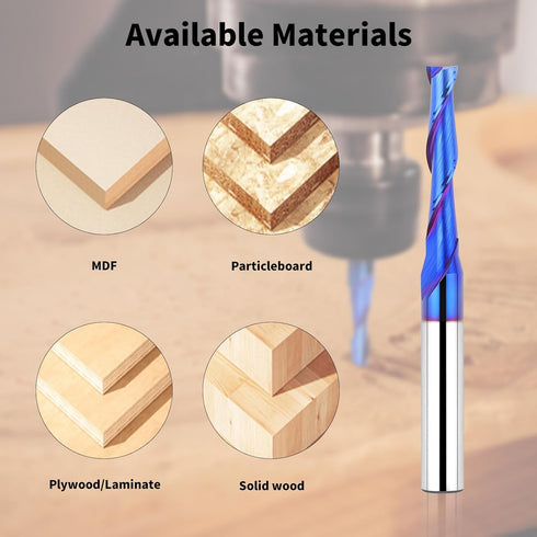 EANOSIC 3/16" 1/4" 2D 3D Upcut Spiral Router Bit Cutting Diameter Shank with Extra Long Life Coating, Solid Carbide CNC