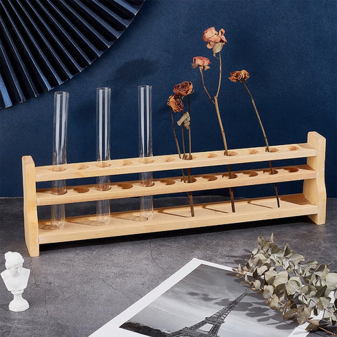 OLYCRAFT 12 Holes Wooden Test Tube Rack, 20ML Tube Display Stand for Chemistry Laboratory, 15.9x2.1x4.8 Inch
