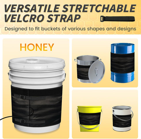 5 120 Gallon Honey Bucket Heater, YeloDeer Insulated Aluminum Foil Honey Warmer Pail Band Heater for Bee Honey Drum