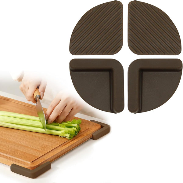 Ryetvok 4 Pack Silicone Non-Slip Feet for Cutting Board, Brown Rubber Cutting Board
