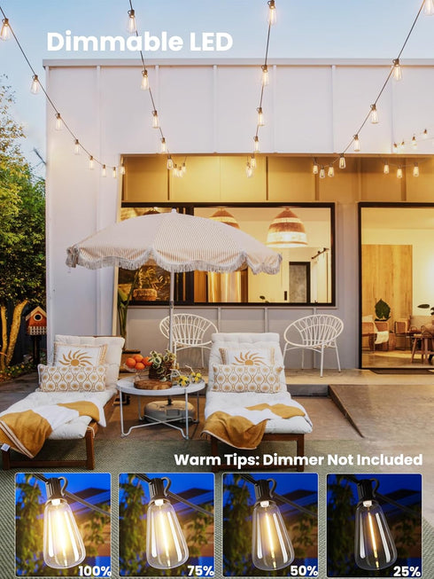 25 13 Dimmable ST38 Bulbs, Svater Outdoor String Lights FT, Patio Lights with pcs Shatterproof Vintage Edison