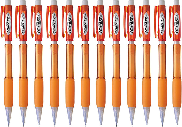 Pentel Cometz Automatic Pencil, 0.9mm, Orange Barrel, Box of 12