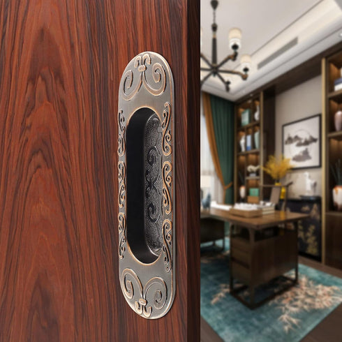 2 Pcs 4.13" European Recessed Flush Pull Handle, Stainless Steel Sliding Door Handle for Cabinet Closet Dresser Drawer