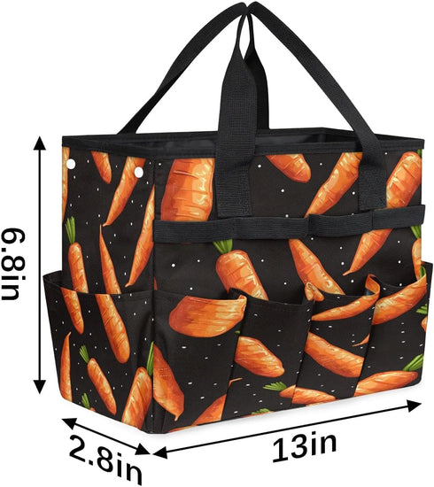 Shoblo 10 Carrots Garden Tool Bag Waterproof Gardening Tool Storage Bag with Handle & Pockets Gardening Tote Bag