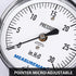 MEASUREMAN Diaphragm Type Capsule Low Pressure Gauge 2-1/2" Dial, 1/4" NPT Lower Mount, Adjustable, 0-30 in H2O