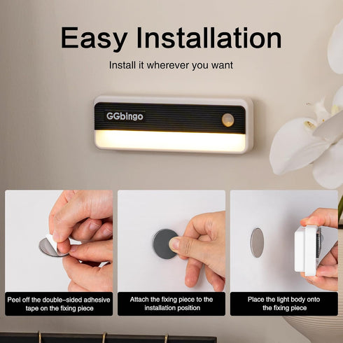 1800mAh 3000K Closet Motion Sensor Night Lights, Rechargeable Motion Activated Night Light, Battery Operated LED Sensor