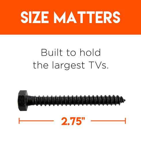 Lag Bolt Kit for Mounting TV into Wood or Concrete - Heavy Duty Bolts, Fischer Anchors, 2 Drill Bits