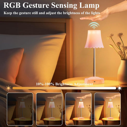 Bubbleimage 7 3 Dimmable Gesture Sensing Night Light with Height Adjustable Pole, Color Changing & RGB Modes Table Lamp
