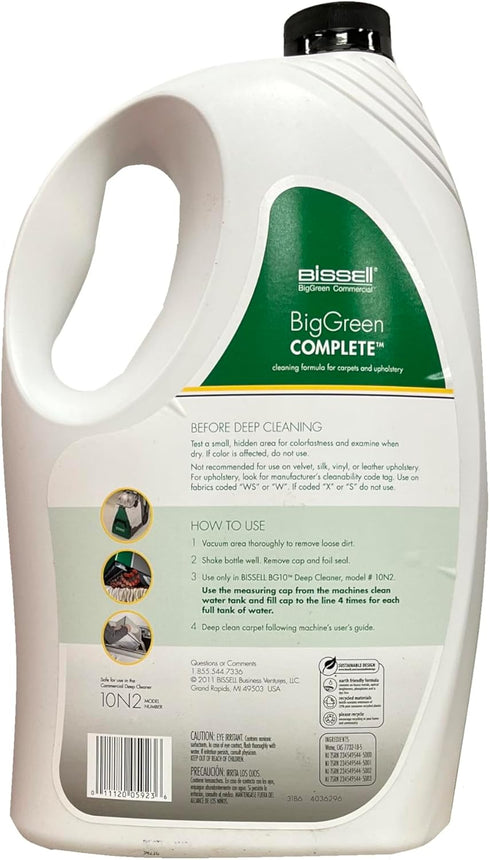 Bissell Commercial -31B6 128oz, 9 9.8 (1 128 oz.),Green, packaging Carpet Cleaner, Bottle, to pH Bottle may vary.